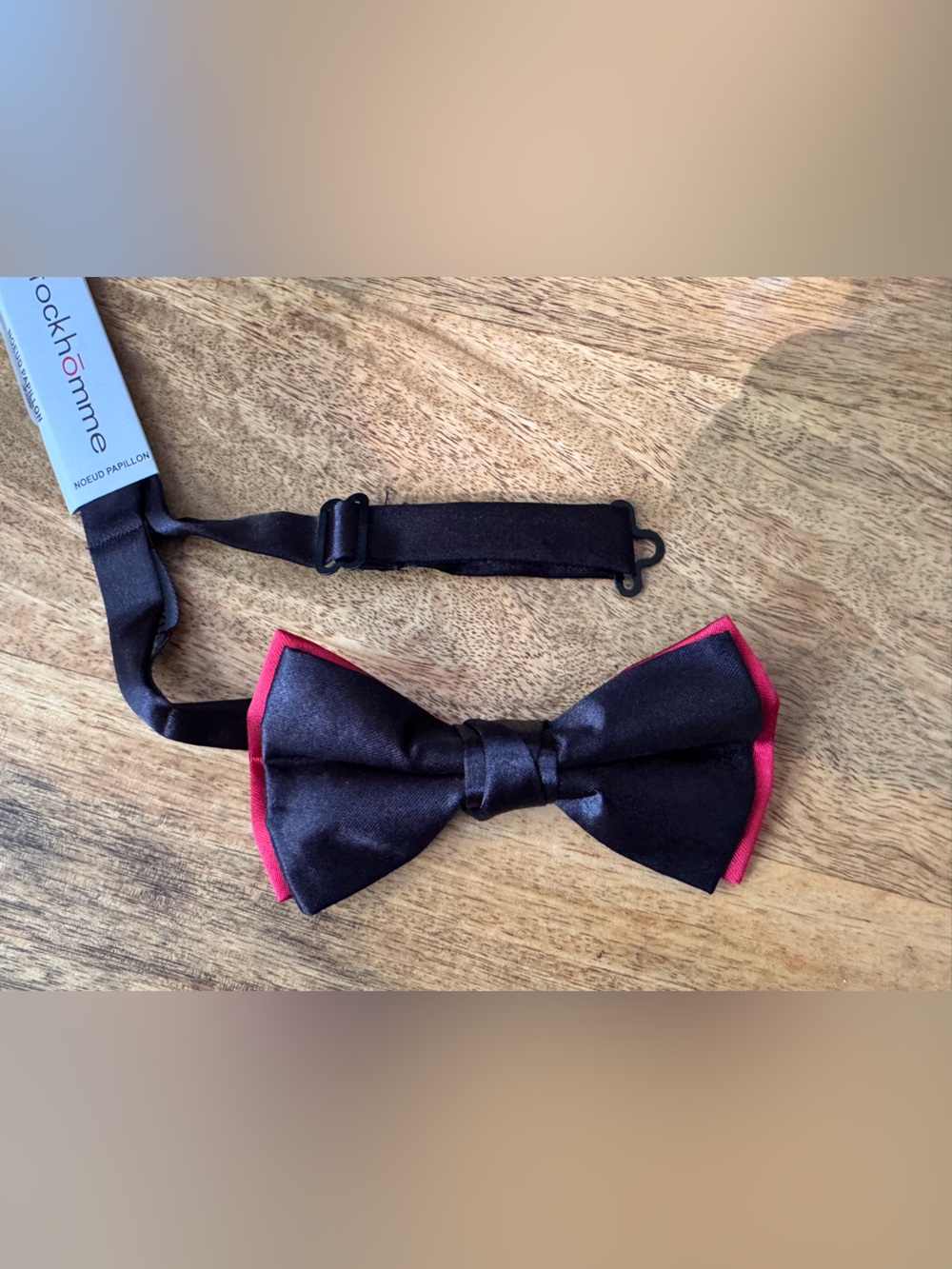 Classic Tuxedo Black Bow Tie with Red Trim - Men's Formal Accessory - Picture 4 of 5